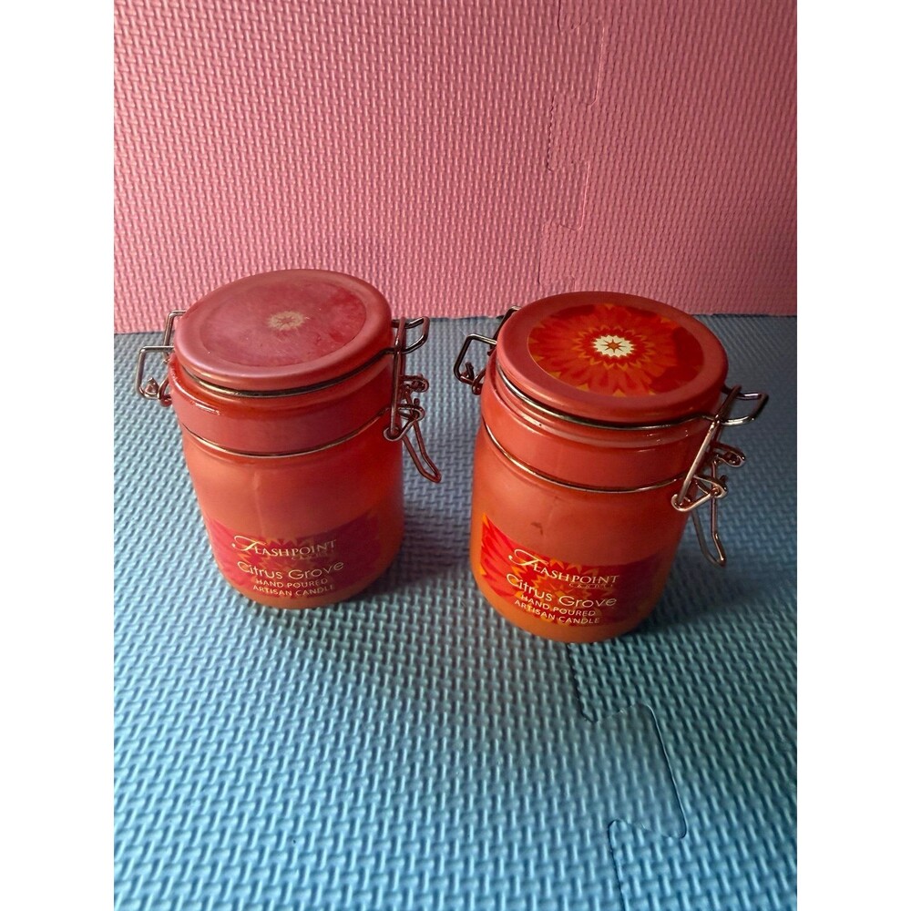 Flashpoint Artisan Hand Poured Candles Citrus Grove. Lock Lid! Set Of 2 Candles